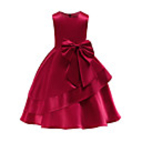 Ball Gown Knee Length Wedding / Party Flower Girl Dresses - Tulle Sleeveless Jewel Neck with Bow(s) / Tier