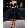Ball Gown Little Black Dress Floral Homecoming Cocktail Party Dress Illusion Neck Long Sleeve Knee Length Lace Tulle with Appliques 2020