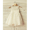 Ball Gown Short / Mini Wedding / Party Flower Girl Dresses - Lace Sleeveless Jewel Neck with Appliques / Solid