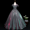 Ball Gown Sparkle Elegant Quinceanera Formal Evening Dress V Neck Short Sleeve Floor Length Sequined with Pleats Sequin 2020
