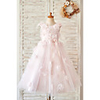 Ball Gown Tea Length Wedding / Birthday Flower Girl Dresses - Satin / Tulle Sleeveless Jewel Neck with Feathers / Fur / Lace / Belt