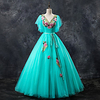 Ball Gown Vintage Floral Quinceanera Prom Dress V Neck Short Sleeve Floor Length Tulle with Sash / Ribbon Appliques 2020