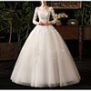 Ball Gown Wedding Dresses Bateau Neck Floor Length Lace Tulle Long Sleeve Country Backless Illusion Sleeve with Appliques 2020 / Yes