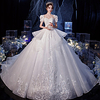 Ball Gown Wedding Dresses Jewel Neck Chapel Train Lace Tulle Short Sleeve Formal Romantic Elegant with Appliques 2020