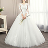 Ball Gown Wedding Dresses Jewel Neck Sweep / Brush Train Lace 3/4 Length Sleeve Illusion Sleeve with Lace Insert Appliques 2020