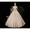 Ball Gown Wedding Dresses Square Neck Floor Length Tulle Short Sleeve Formal Romantic Sparkle Shine Elegant with Beading Appliques 2020