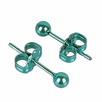 ball stud titanium earrings, hypoallergenic for women girls high polished colored for sensitive ears,  3mm and 4mm pure titanium nickel-free lead-free (green diameter:3.0mm)