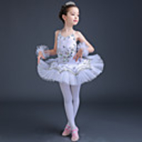 Ballet Dress Lace Crystals / Rhinestones Paillette Performance Sleeveless High Spandex Tulle