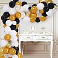 balloon garland black and gold 138 pcs balloons garland arch kit with golden confetti black gold and white balloons party supplies decorations for 30th 50th 60th birthday party graduation prom
