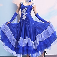 Ballroom Dance Dress Lace-trimmed Bottom Beading Women