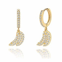 banana hoop earring for women girls 14k gold plated cubic zirconia charm fruit dangle earrings jewelry gift