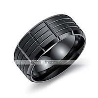 Band Ring AAA Cubic Zirconia Black Titanium Steel Classic Basic Vintage / Men