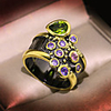 Band Ring AAA Cubic Zirconia Briolette Black Brass Floral Theme Statement Trendy 1pc 6 7 8 9 10 / Women