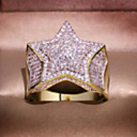 Band Ring AAA Cubic Zirconia Geometrical Gold Brass Star Statement Trendy 1pc 5 6 7 8 9 / Men