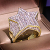 Band Ring AAA Cubic Zirconia Gold Brass Star Statement Trendy 1pc 5 6 7 8 9 / Men