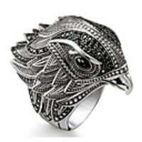 Band Ring AAA Cubic Zirconia Logo Black Brass Bird Statement Rock 1pc 7 8 9 10 11 / Men