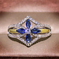 Band Ring AAA Cubic Zirconia Two Stone Silver Brass Flower Shape Ethnic 1pc 6 7 8 9 10 / Women