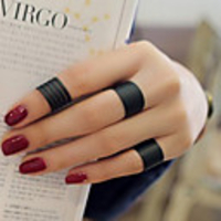 Band Ring Black Silver Love Ladies Personalized Unusual 3pcs One Size / Women