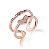 Band Ring Crossover Golden Silver Rose Gold Sterling Silver Heart Ladies Unusual Unique Design One Size / Knuckle Ring / Women