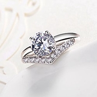 Band Ring Diamond Simulated Silver Copper Snowflake Ladies Classic Fashion Adjustable / Cubic Zirconia