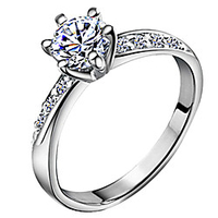 Band Ring Diamond Solitaire Silver Zircon Silver Plated Love Ladies Classic Bridal 5 6 7 8 9 / Women