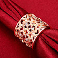 Band Ring Hollow Out Rose Gold Silver Zircon Copper Gold Plated Heart Fashion 1pc Adjustable / Open Cuff Ring / Adjustable Ring