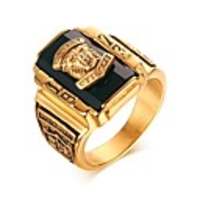 Band Ring Sculpture Black Burgundy Blue Titanium Steel Austria Crystal Lion Luxury Trendy Rock 1pc 7 8 9 10 11 / Men