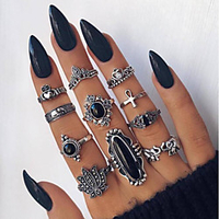 Band Ring Silver Alloy 11pcs / Women