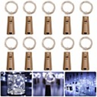 Barisc Wine Bottle Lights with Cork 10 Packs LED Fairy Lights Battery 20 LEDs Silver Copper Wire Waterproof