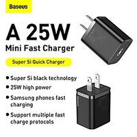 BASEUS 25 W Output Power USB C PD Charger Fast Charger Phone Charger GaN Charger Laptop Charger Portable Charger Portable with Cable Fast Charge For iPad Cell Phone Laptop Tablet miniinthebox