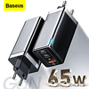 BASEUS 65 W Output Power USB USB C PD Charger Fast Charger Phone Charger GaN Charger Laptop Charger Portable Charger Multi-Output Fast Charge For iPad Universal Cell Phone Laptop Tablet miniinthebox