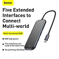 BASEUS CAHUB-RT0G USB 3.0 USB C to HDMI 2.0 USB 3.0 USB 3.0 USB C USB Hub 5 Ports For Windows,  PC,  Laptop miniinthebox