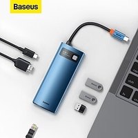 Baseus Metal Gleam Series 8-in-1 Multifunctional Type-C HUB Docking Station Blue miniinthebox