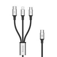 BASEUS Micro USB Lightning USB C Cable 1 to 3 3 A 1.2m(4Ft) TPE For Macbook iPad Samsung Phone Accessory miniinthebox