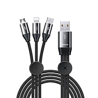 BASEUS Micro USB Lightning USB C Cable 1 to 3 3.5 A 1.0m(3Ft) Zinc Alloy TPE For Macbook iPad Samsung Phone Accessory miniinthebox