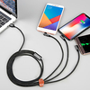 BASEUS Micro USB Lightning USB C Cable 1 to 3 3.5 A 1.2m(4Ft) TPE For Macbook iPad Samsung Phone Accessory miniinthebox