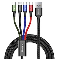 BASEUS Micro USB Lightning USB C Cable 1 to 4 3.5 A 1.2m(4Ft) TPE For Macbook iPad Samsung Phone Accessory miniinthebox