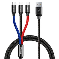 BASEUS Micro USB Lightning USB C Cable 3 In 1 Braided Charging cable 3 A 1.2m(4Ft) Nylon For Xiaomi Huawei OnePlus Phone Accessory miniinthebox