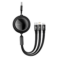 BASEUS Micro USB Lightning USB C Cable 3 In 1 Retractable Flat 6 A 1.2m(4Ft) Nylon For Xiaomi Huawei OnePlus Phone Accessory miniinthebox