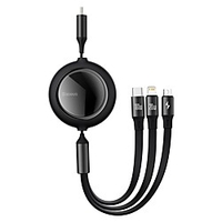 BASEUS Micro USB Lightning USB C Cable 3 In 1 Retractable High Speed 6 A 1.2m(4Ft) Nylon For Xiaomi Huawei OnePlus Phone Accessory miniinthebox