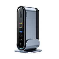 BASEUS USB C Docking Station Laptop Docking Station with Card Reader(s) Dual Display USB 3.0 USB C to Micro HDMI VGA 3.5mm USB 3.0 RJ45 SD Card TF Card Gigabit Ethernet USB-C PD USB Hub 16 Ports For miniinthebox
