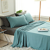 Basics Lightweight Super Soft Easy Care Microfiber 3/4 Pieces Bedding Set Sheet Set with 12 Deep Pockets(Include 1 Flat Sheet, 1 Fitted Sheet and 1or 2 Pillowcases)-Green and Gray