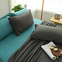 Basics Lightweight Super Soft Easy Care Microfiber 3/4 Pieces Bedding Set Sheet Set with 12 Deep Pockets(Include 1 Flat Sheet, 1 Fitted Sheet and 1or 2 Pillowcases)-Green and Gray