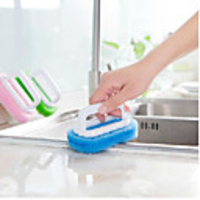 Bath Caddies Powerful Decontamination Sponge Brush with Handle Bathroom Bathtub Tile Brush - 1 PC Color Random