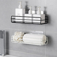 Bath Kitchen Shelf of Holing Wash Gargle Free Frame to Receive A Square White Shelf Square Black Shelf Black Corner