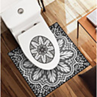 Bath Mats Black Geometric 3PC Bathroom Rug Mat Set Special Material Non Slip