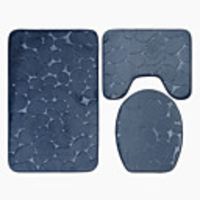 Bathroom Bath Mats Black Abstract 3PC Bathroom Rug Mat Set Special Material Non Slip