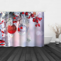 Bathroom Decoration Shower Curtain And Hook Rainbow Classic Polyester Material Christmas Ball Christmas Holiday Bathroom Atmosphere Decoration