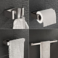 Bathroom Hardware Accessory Set / Toilet Paper Holder / Robe Hook / Adjustable Length / Stainless Steel / Brushed 4pcs / 3pcs / 1pc - Bathroom Wall Mounted