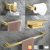 Bathroom Hardware Accessory Set -Towel Bar Toilet Paper Holder Robe Hook-Stainless Steel Low Carbon Steel Metal Wall Mounted